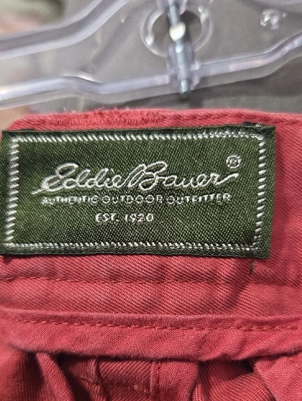 Eddie Bauer Men's Flat Front Shorts in Coral Red - Picture 2 of 9